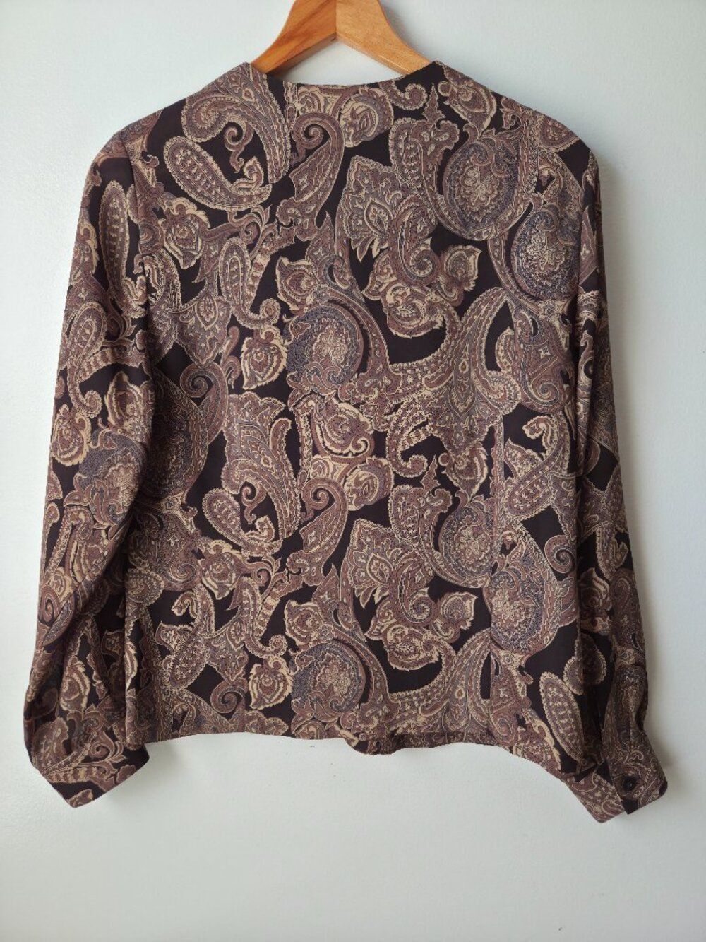 EUC CHAUS DARK ACADEMIA PAISELY PRINT BUTTONED SHIRT LONG SLEEVES SIZE 10 / M - Picture 5 of 13
